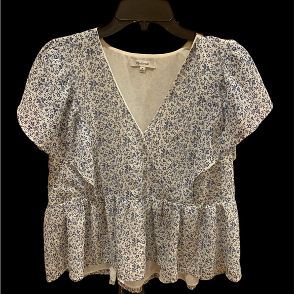 Madewell Tops - Madewell Georgette Ruffle Sleeve Peplum Blouse